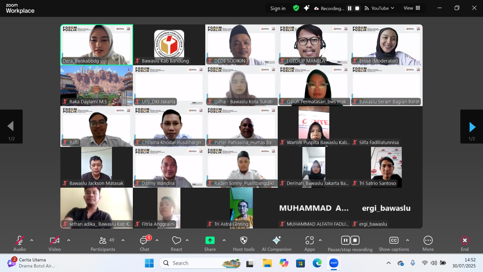 Bawaslu Kabupaten Bandung Gelar Forum Diskusi Publik Bertema “Kehumasan Partisipatif: Menyatukan Suara Rakyat dalam Demokrasi Pemilu”