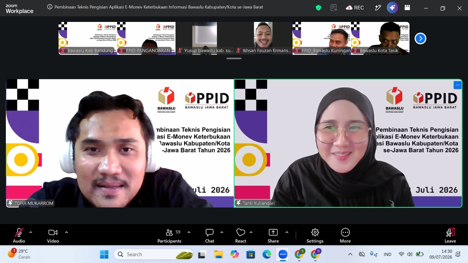 Bawaslu Kabupaten Bandung Ikuti Pembinaan Teknis Pengisian Aplikasi E-Monev Keterbukaan Informasi Publik Tahun 2026