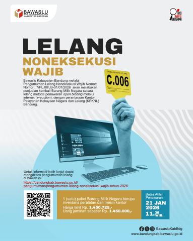 PENGUMUMAN LELANG NON EKSEKUSI WAJIB BAWASLU KABUPATEN BANDUNG